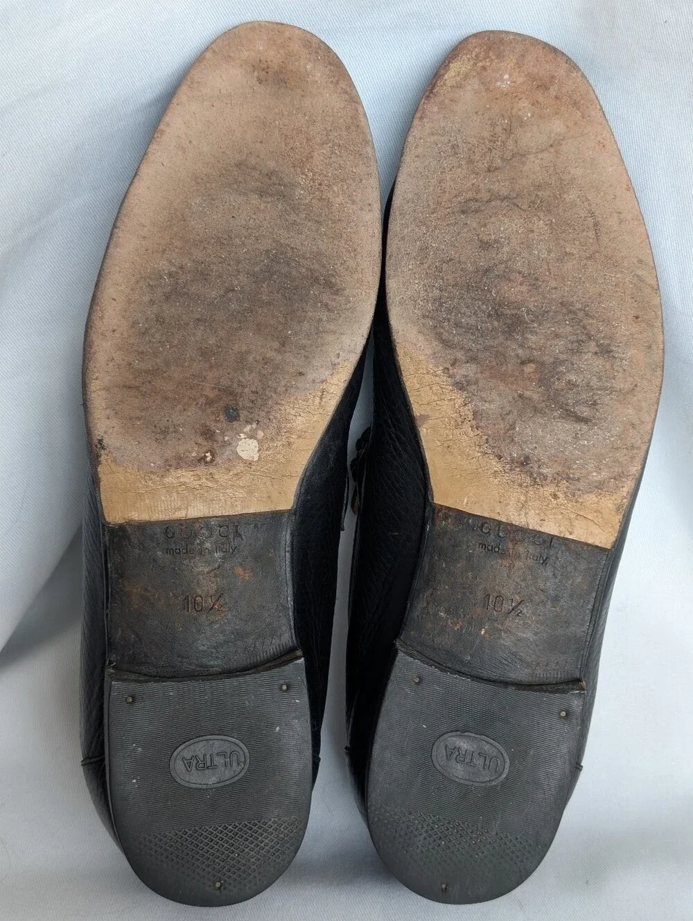 Gucci Men’s Black Leather Braided Loafers Slip On Shoes Made in Italy Size 10.5